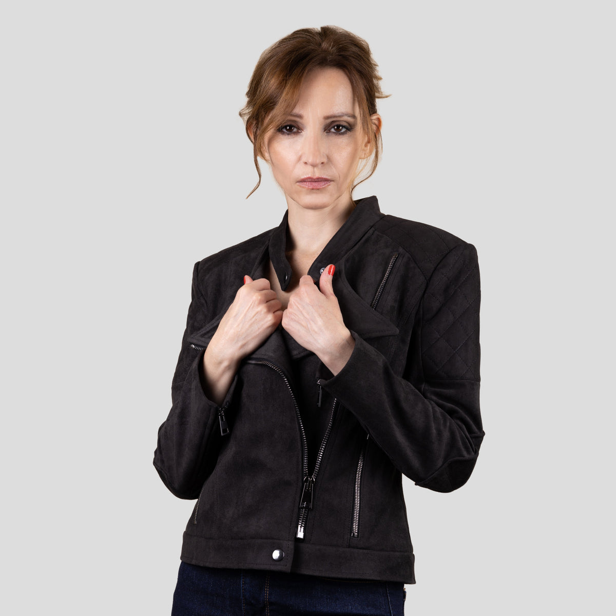 Biker Jacket "Diva" with Suede Leather Alternative