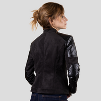 Biker Jacket "Rockstar" with Suede Leather Alternative and Patches