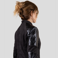 Biker Jacket "Rockstar" with Suede Leather Alternative and Patches