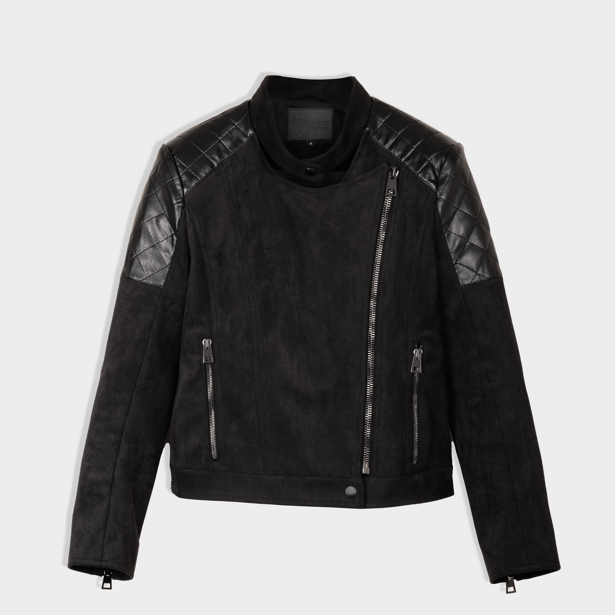 Biker Jacket "Rockstar" with Suede Leather Alternative and Patches