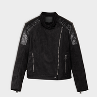 Biker Jacket "Rockstar" with Suede Leather Alternative and Patches