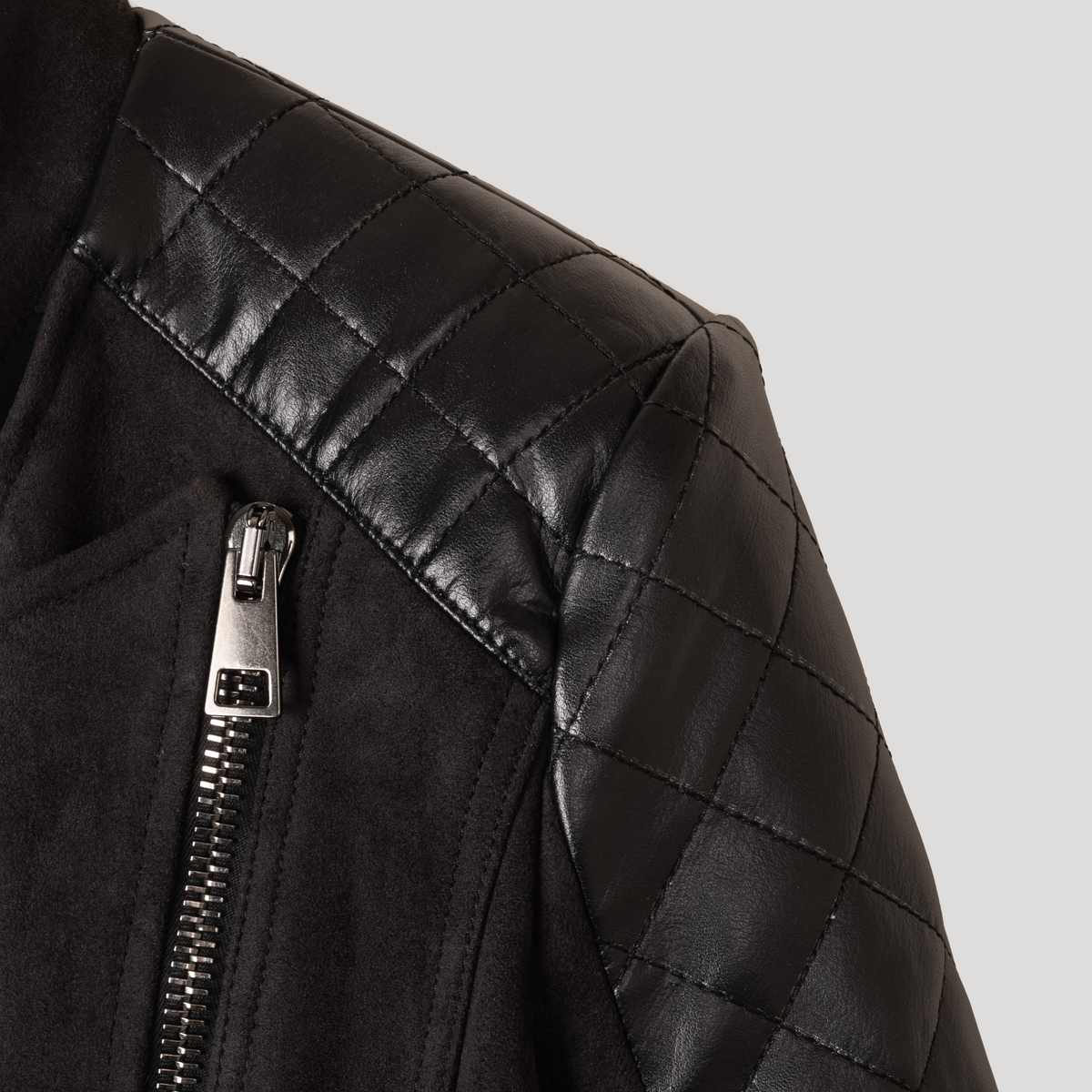 Biker Jacket "Rockstar" with Suede Leather Alternative and Patches