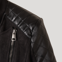 Biker Jacket "Rockstar" with Suede Leather Alternative and Patches