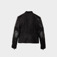 Biker Jacket "Rockstar" with Suede Leather Alternative and Patches
