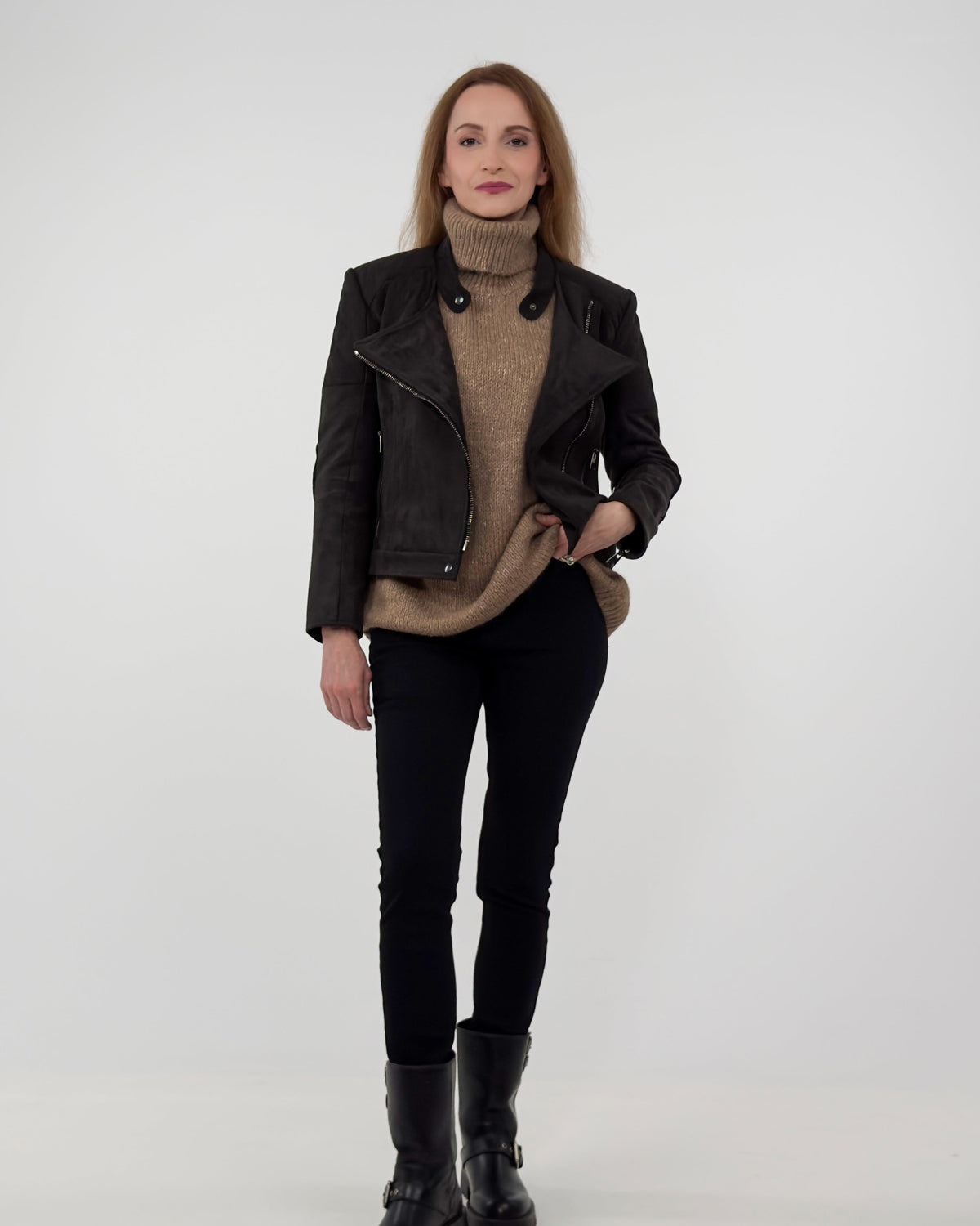 Biker Jacket "Diva" with Suede Leather Alternative