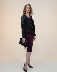 Biker Jacket "Rockstar" with Suede Leather Alternative and Patches