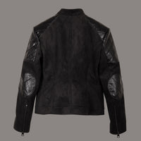 Biker Jacket "Rockstar" with Suede Leather Alternative and Patches