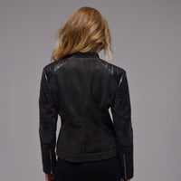 Biker Jacket "Rockstar" with Suede Leather Alternative and Patches