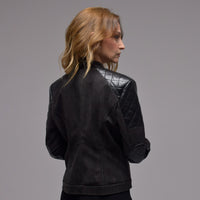 Biker Jacket "Rockstar" with Suede Leather Alternative and Patches